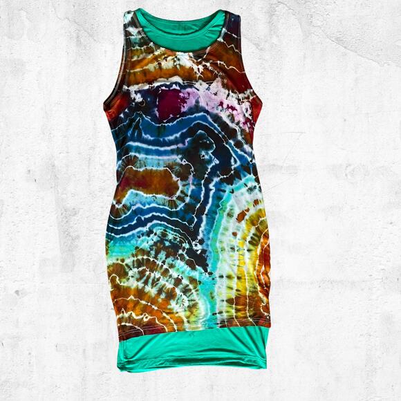 Ice Dye Bodycon Dress - Tie Dye Geode - Bold Vibrant Unique - (Women's XLarge) - Picture 1 of 10